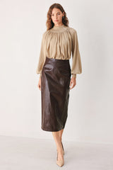 MACADAMIA DRAPED SWEATER KNIT TOP