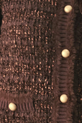 GEMSTONE GLOW BROWN JEWEL-BUTTON CROPPED CARDIGAN - Flying Tomato - Flyclothing LLC