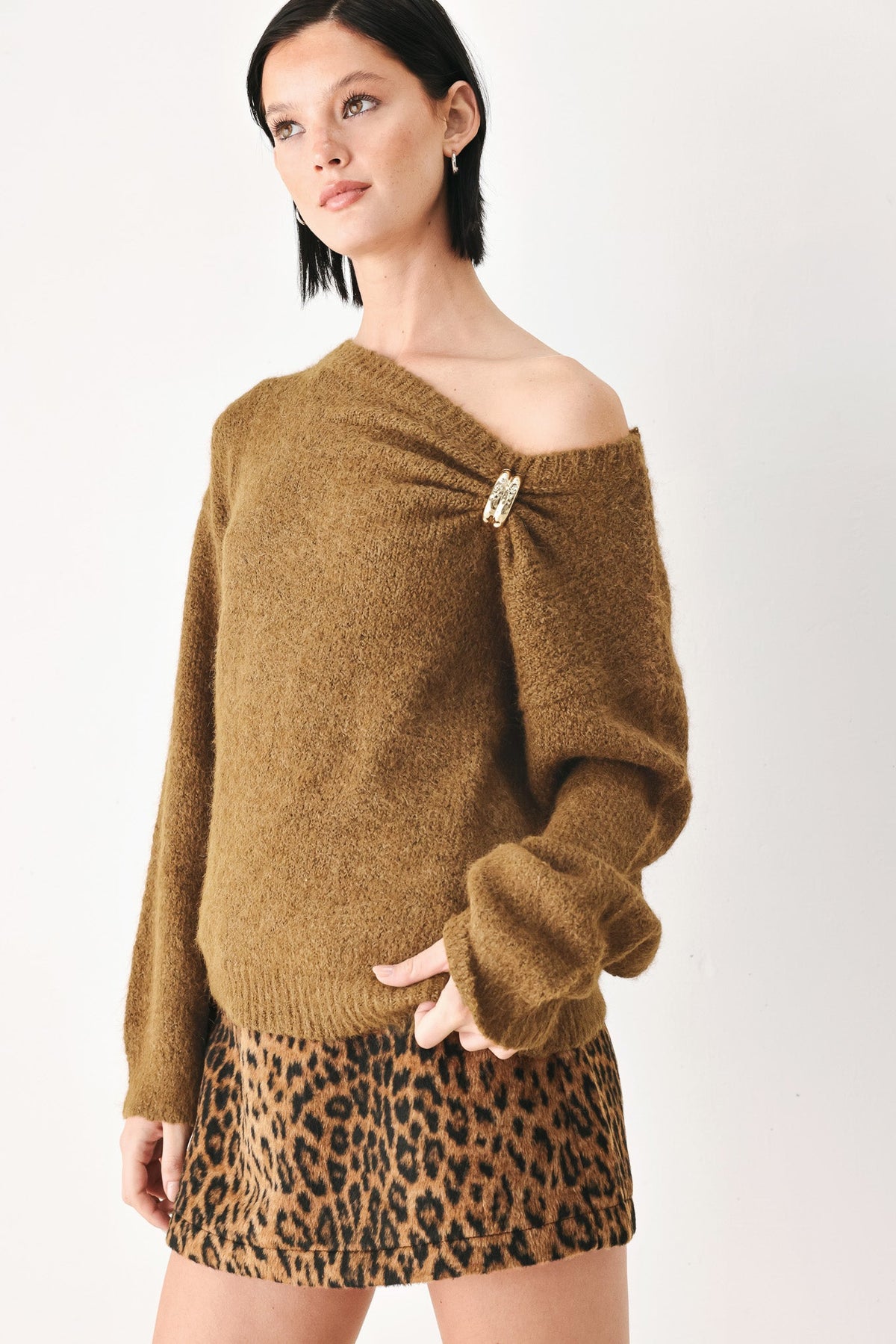 FIRESIDE CHARM CINCHED NECK SWEATER - Flying Tomato - Flyclothing LLC
