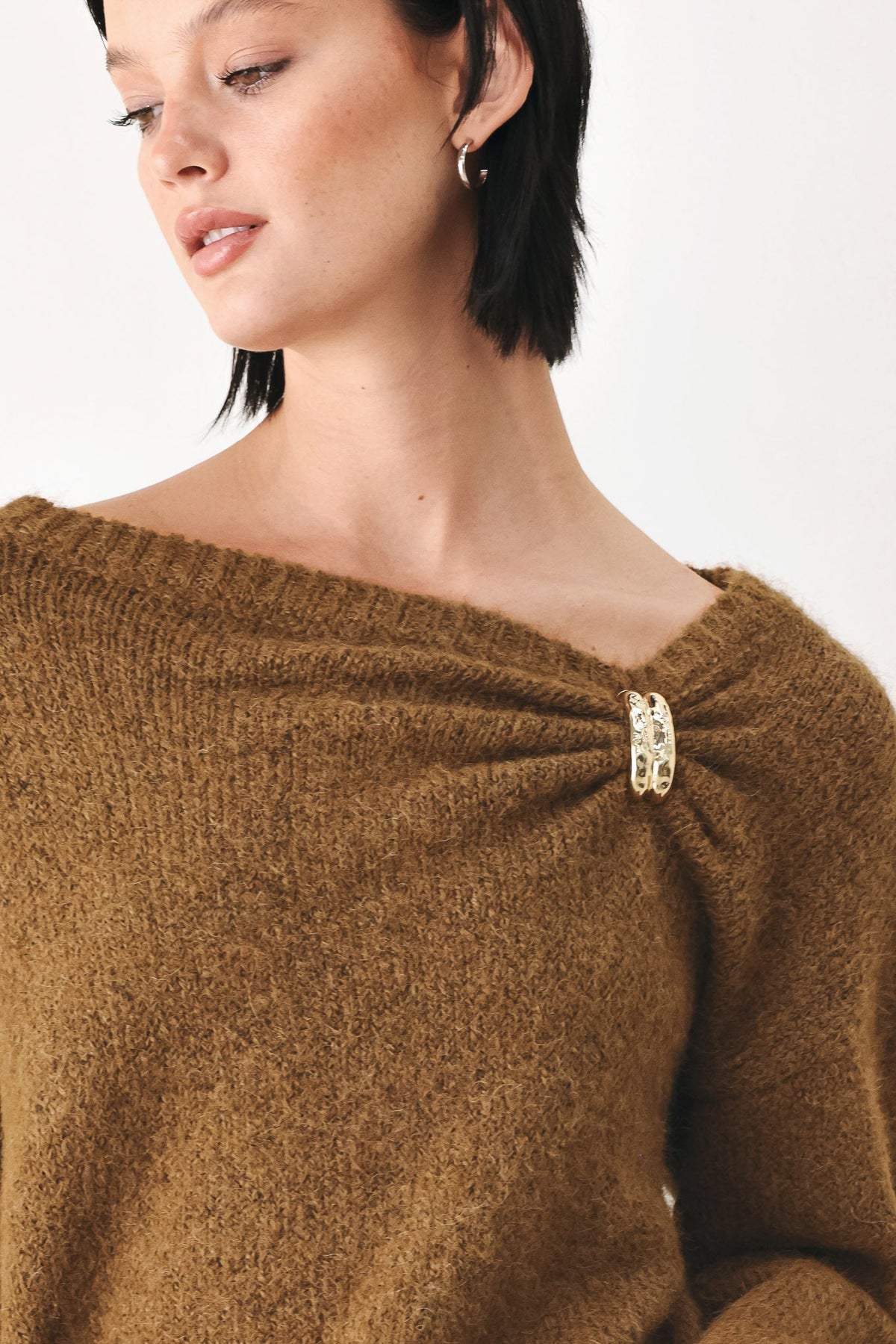FIRESIDE CHARM CINCHED NECK SWEATER - Flying Tomato - Flyclothing LLC