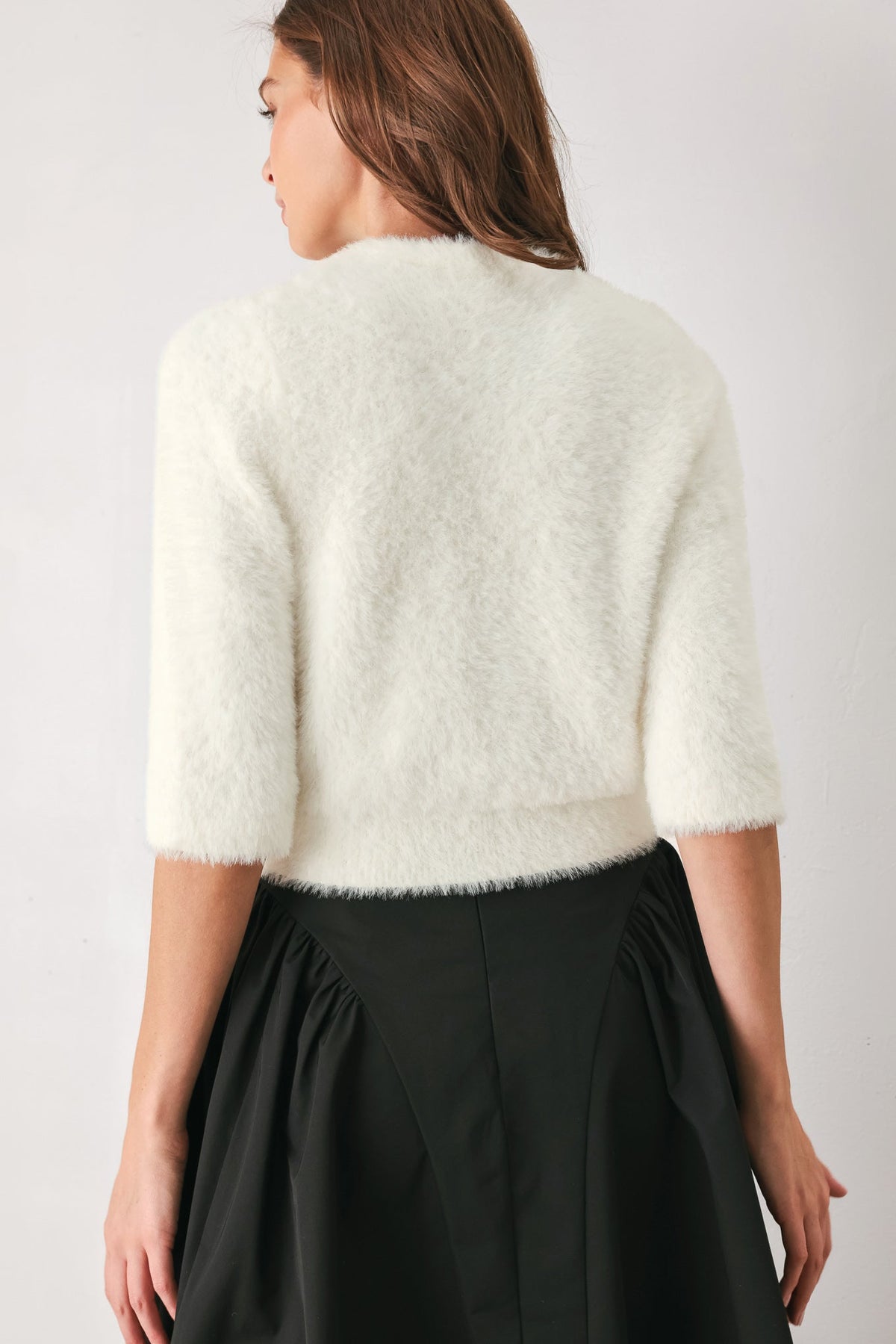 CAMEL CLASSIC CAMEL/OFF WHITE ELBOW-SLEEVE CARDIGAN - Flying Tomato - Flyclothing LLC