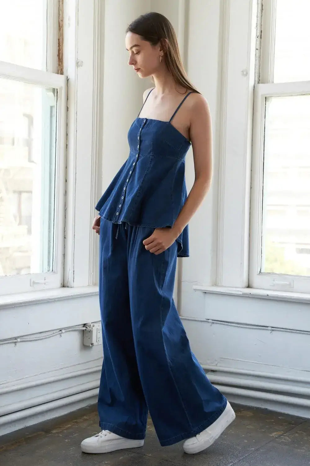 AUTHENTIC MOMENTS LIGHTWEIGHT DENIM TOP - Flying Tomato - Flyclothing LLC