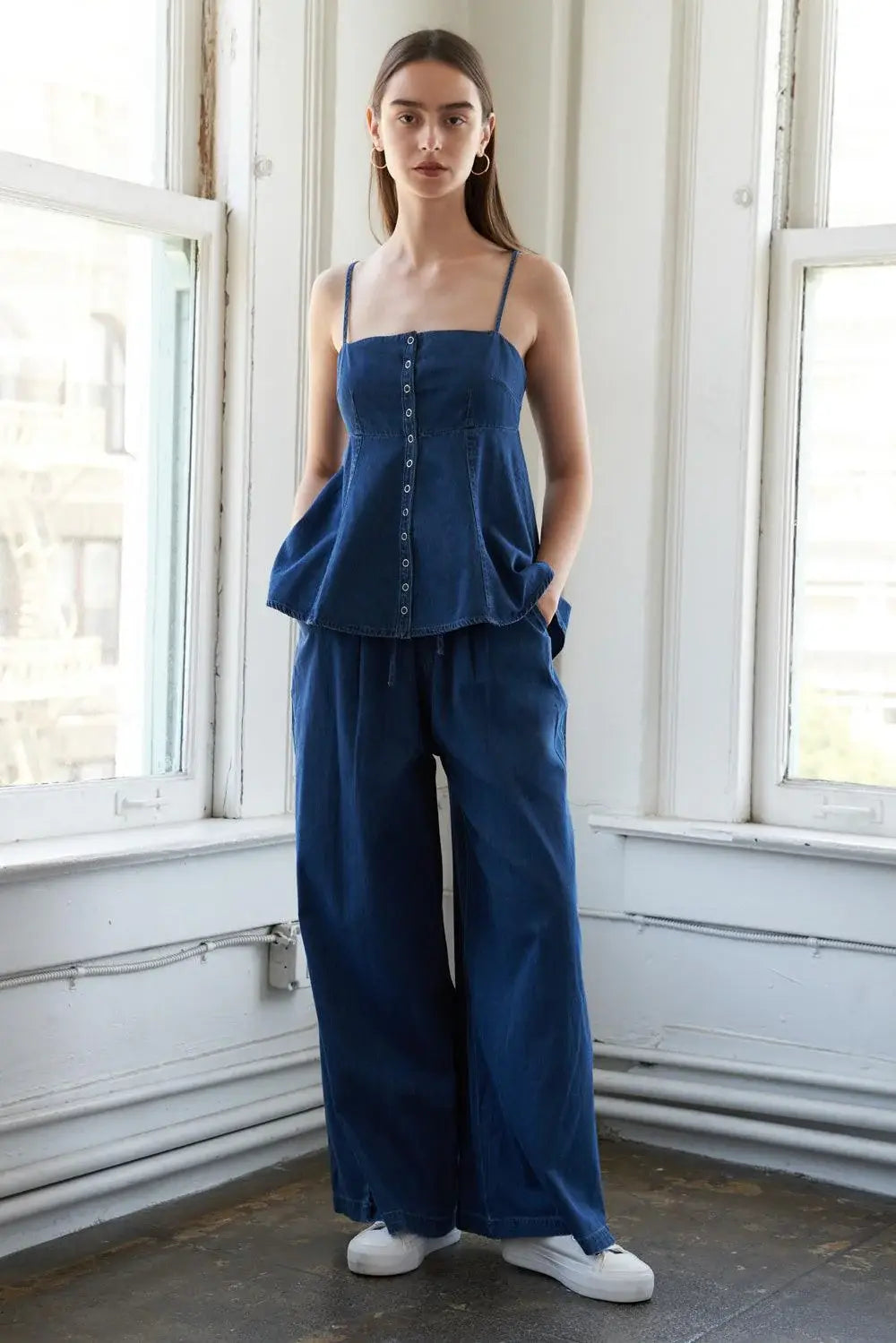 AUTHENTIC MOMENTS LIGHTWEIGHT DENIM TOP - Flying Tomato - Flyclothing LLC