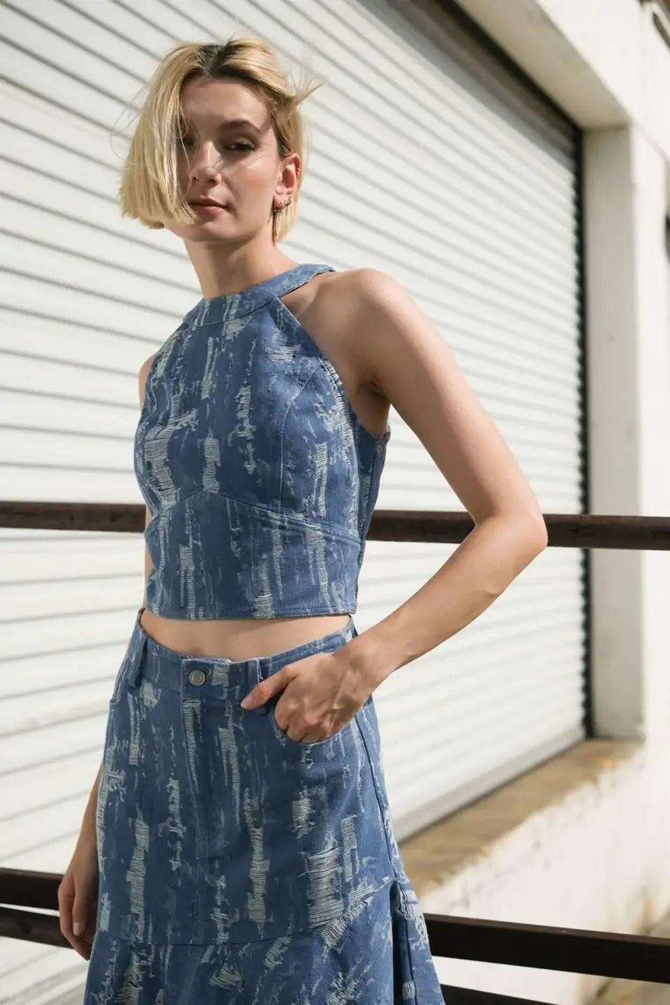 BREEZY ADORATION DENIM CROP TOP - Flying Tomato - Flyclothing LLC