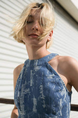 BREEZY ADORATION DENIM CROP TOP - Flying Tomato - Flyclothing LLC