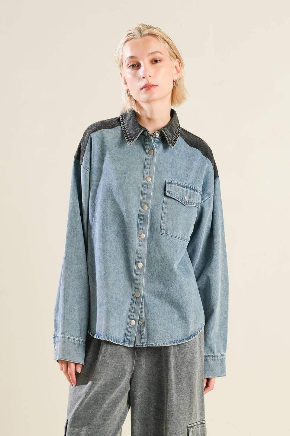 MY LOVE FOR YOU DENIM SHIRT - Flying Tomato - Flyclothing LLC