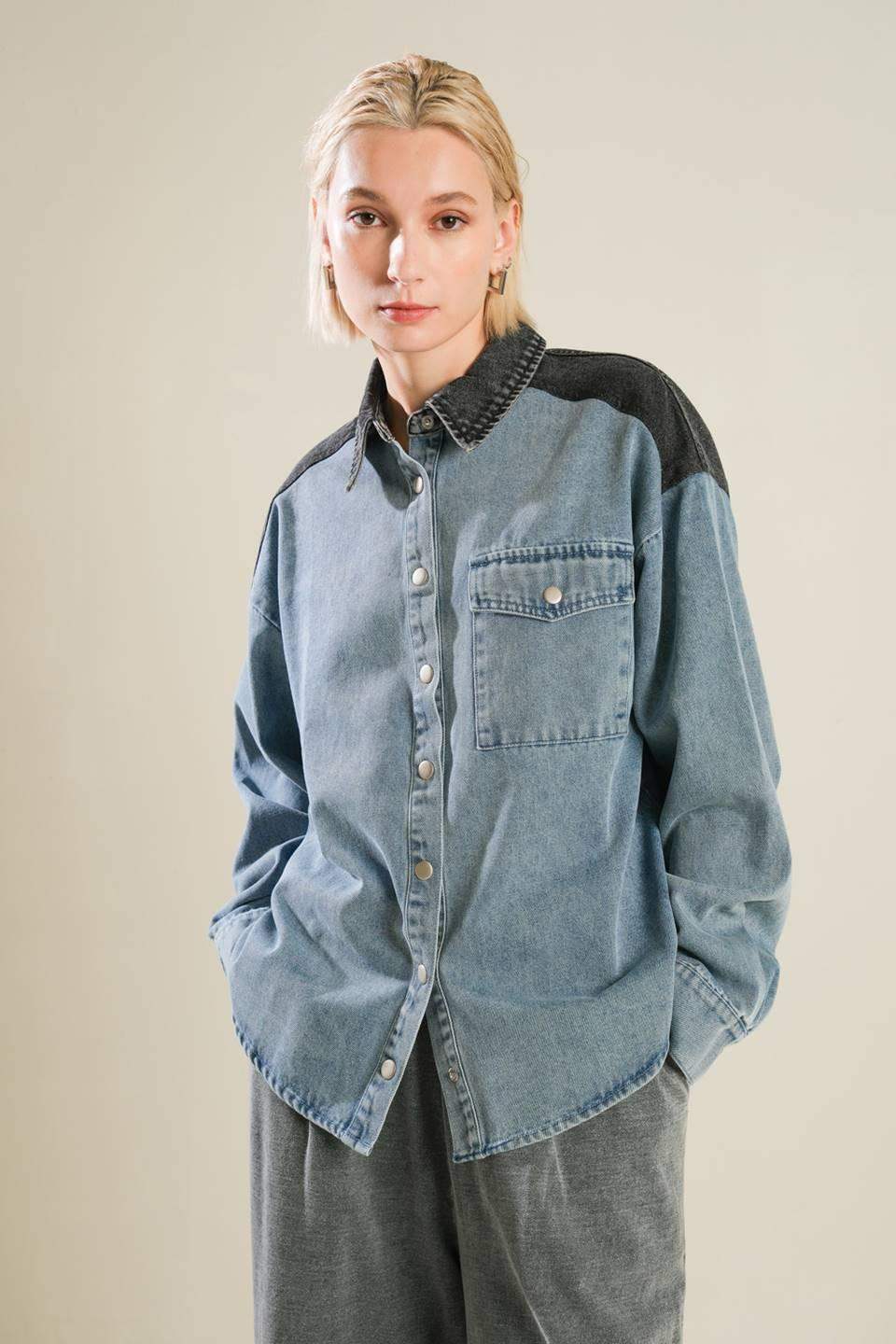 MY LOVE FOR YOU DENIM SHIRT - Flying Tomato - Flyclothing LLC