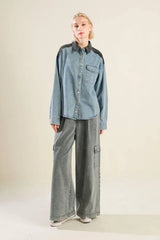 MY LOVE FOR YOU DENIM SHIRT - Flying Tomato - Flyclothing LLC