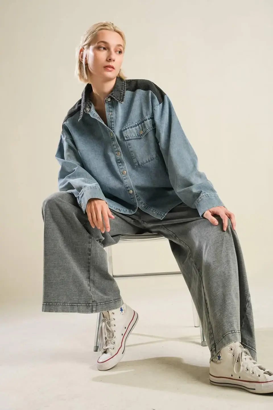 MY LOVE FOR YOU DENIM SHIRT - Flying Tomato - Flyclothing LLC
