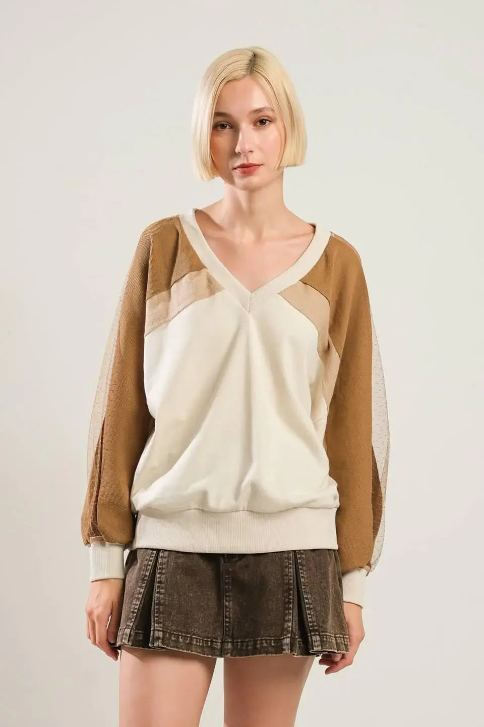 LAST FLING CREA, BLOCKED TOP - Flying Tomato - Flyclothing LLC