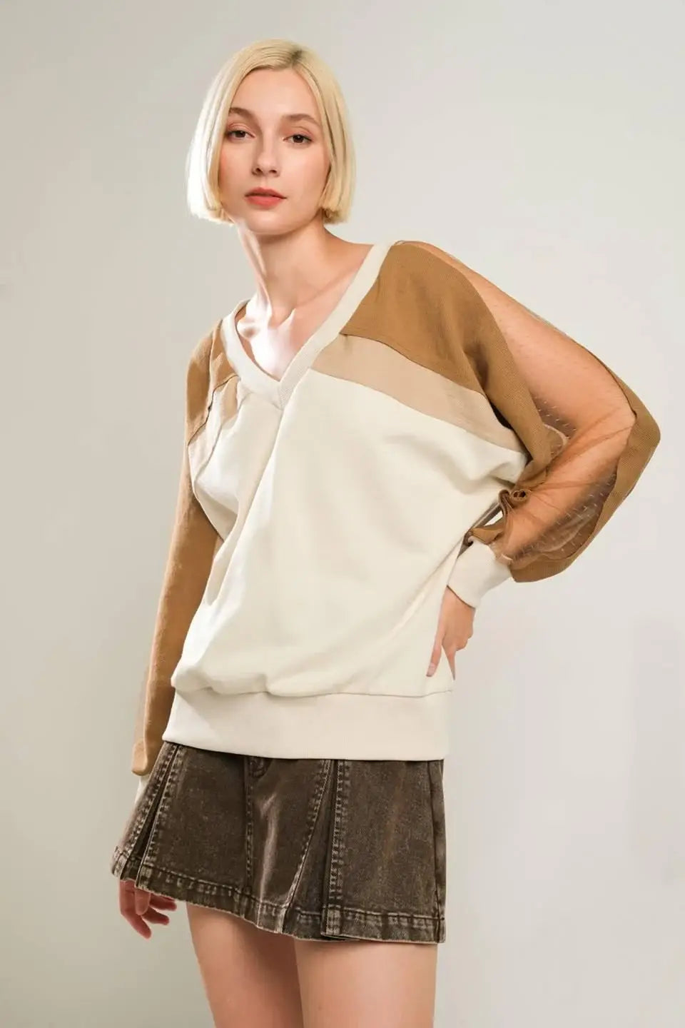 LAST FLING CREA, BLOCKED TOP - Flying Tomato - Flyclothing LLC