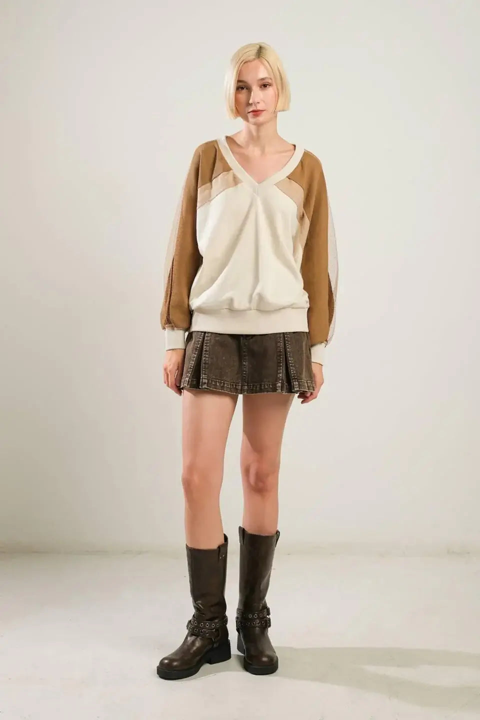 LAST FLING CREA, BLOCKED TOP - Flying Tomato - Flyclothing LLC