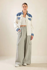 KEEP IT GOING WOVEN AND DENIM SHIRT - Flying Tomato - Flyclothing LLC