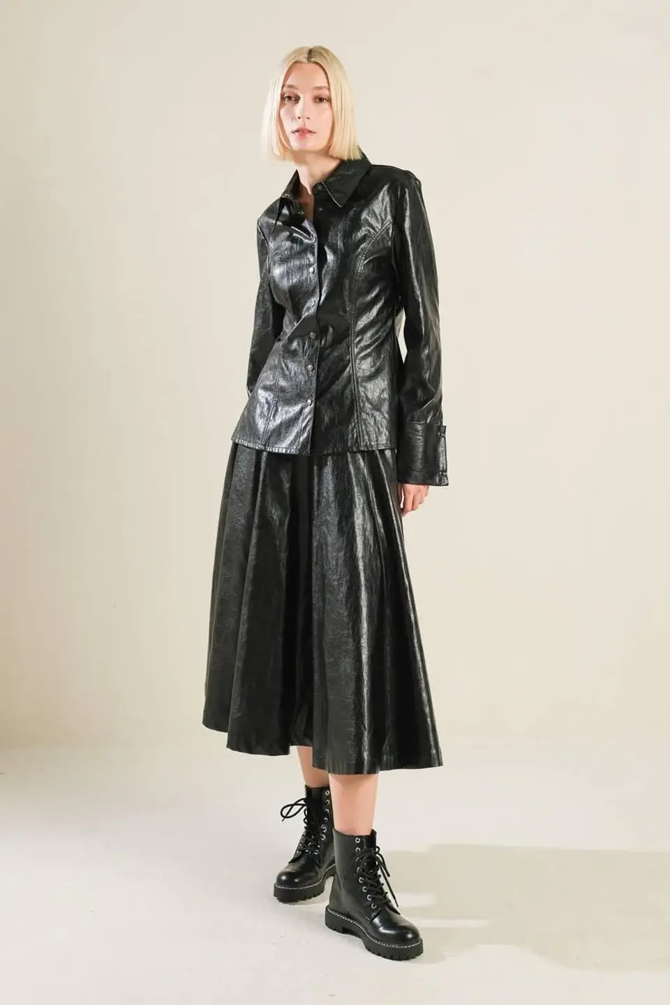 MY HEART TO YOU FAUX LEATHER TOP - Flying Tomato - Flyclothing LLC
