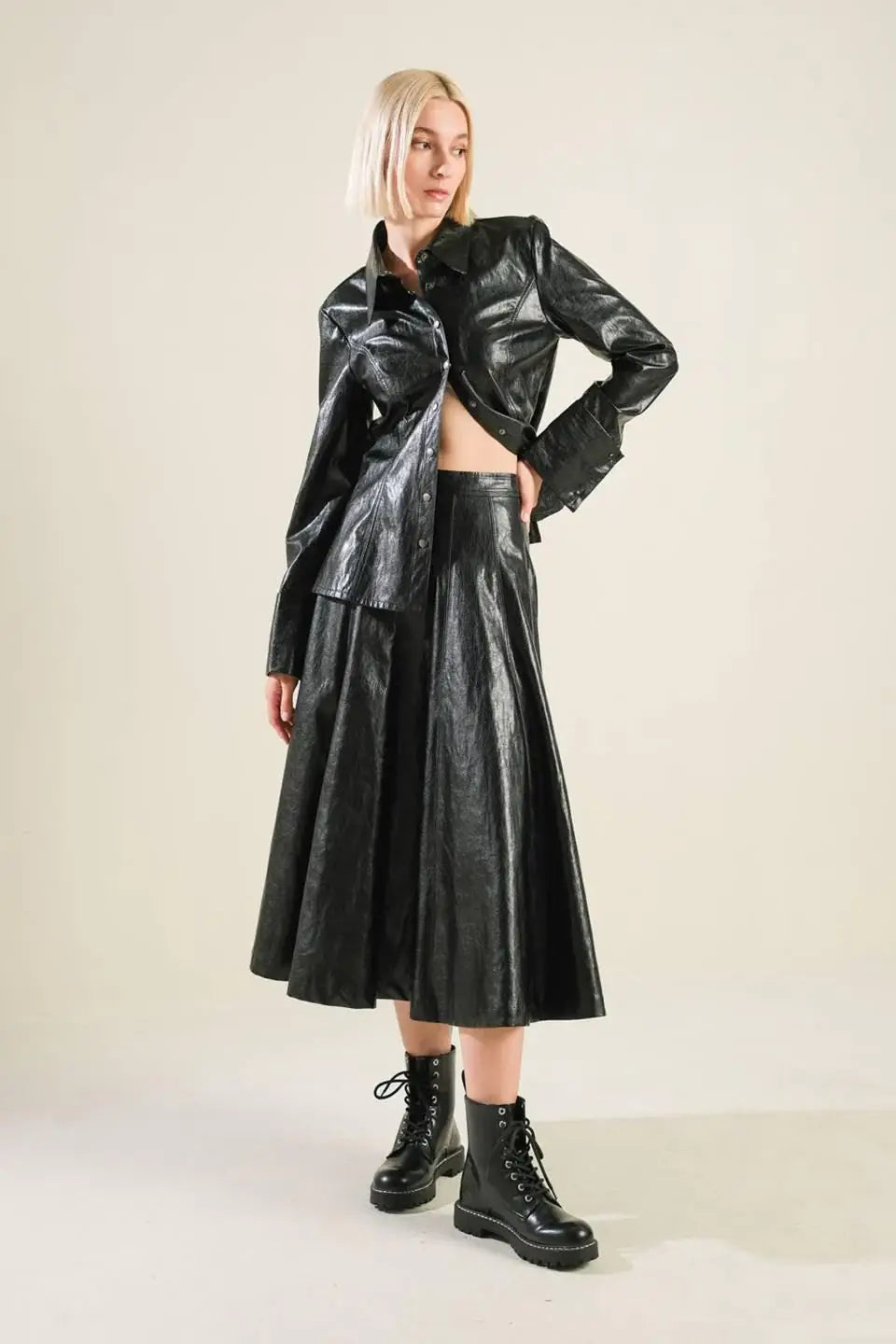 MY HEART TO YOU FAUX LEATHER TOP - Flying Tomato - Flyclothing LLC