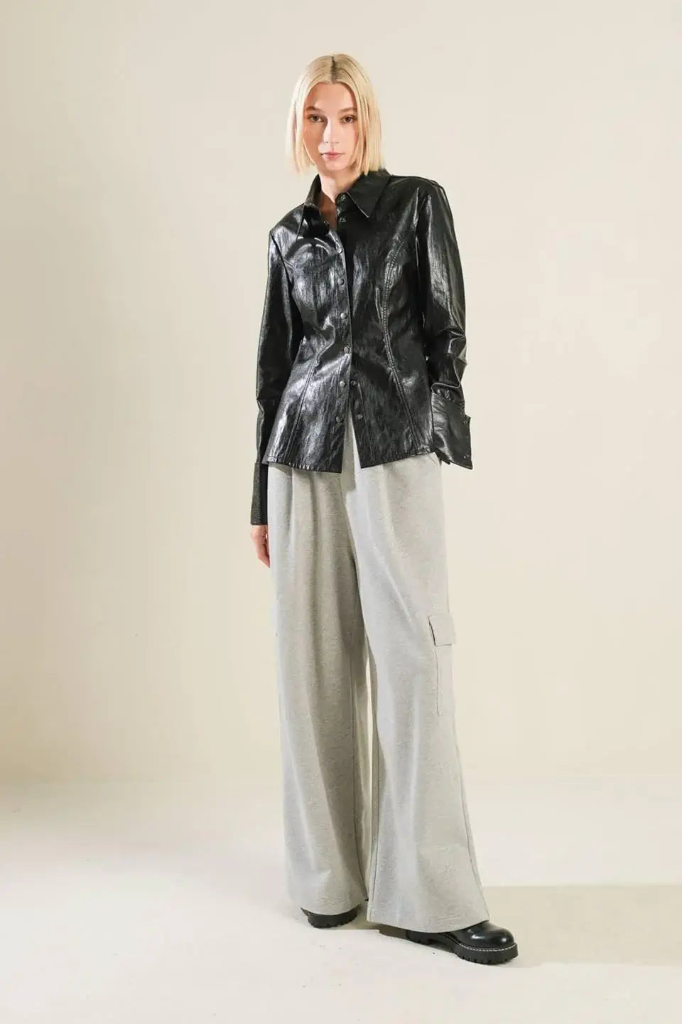 MY HEART TO YOU FAUX LEATHER TOP - Flying Tomato - Flyclothing LLC