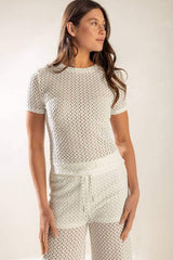 PRESENCE OF LOVE SEMI SHEER KNIT TOP - Flying Tomato - Flyclothing LLC