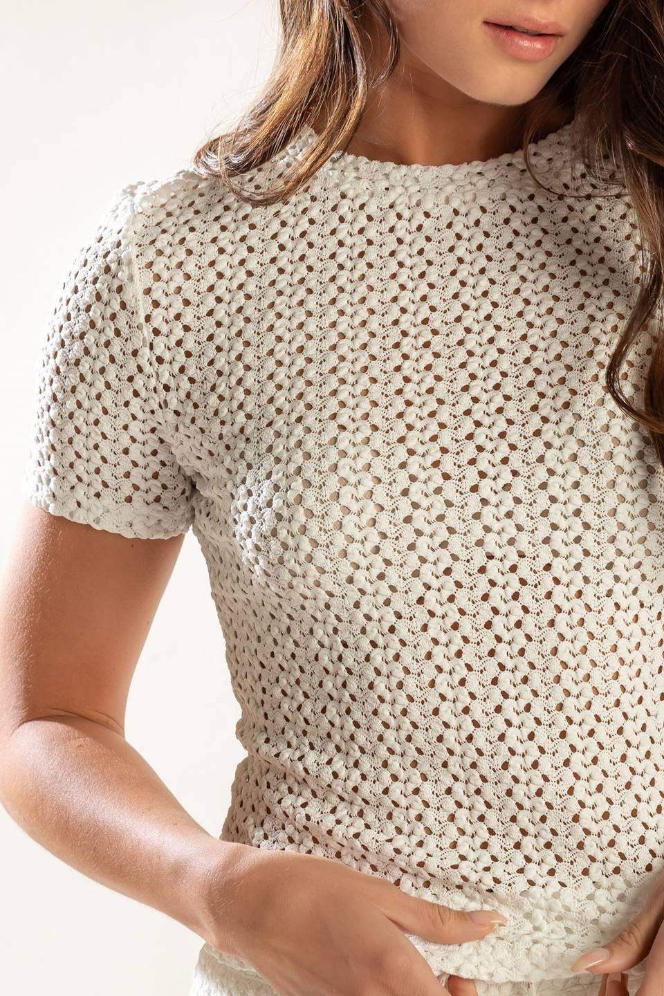 PRESENCE OF LOVE SEMI SHEER KNIT TOP - Flying Tomato - Flyclothing LLC