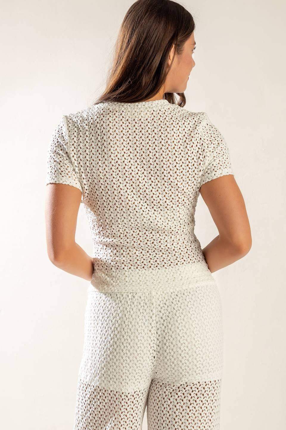 PRESENCE OF LOVE SEMI SHEER KNIT TOP - Flying Tomato - Flyclothing LLC