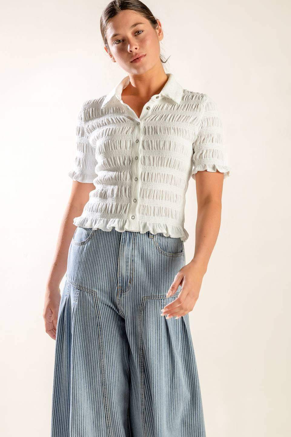 PICNIC AT SUNSET WOVEN TOP - Flying Tomato - Flyclothing LLC