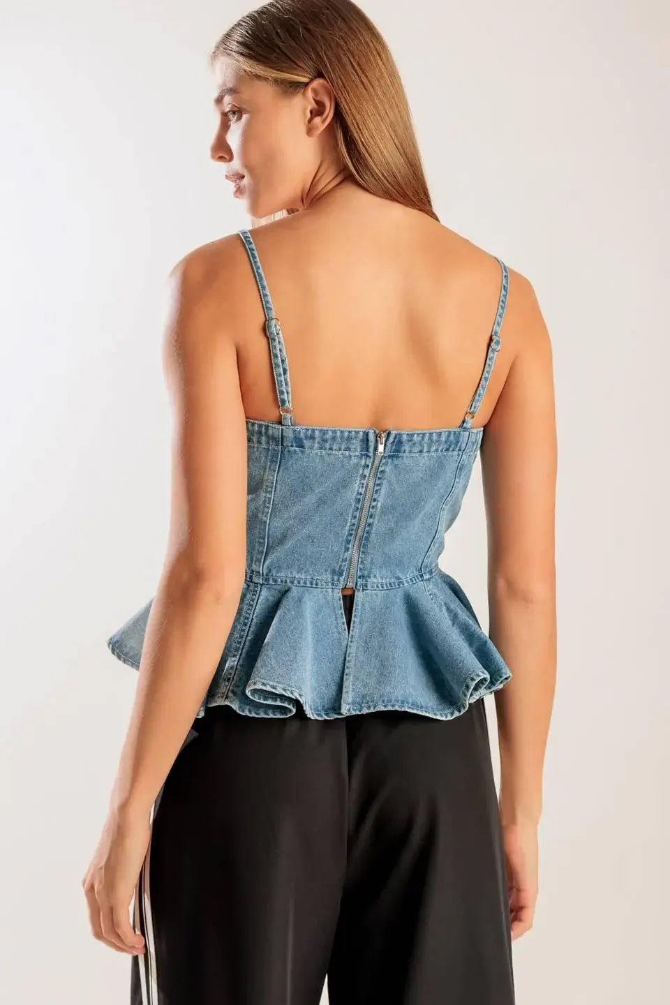 GRAND ENTRANCE INDIGO DENIM TOP - Flying Tomato - Flyclothing LLC