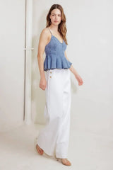 SANDY WALTZ LIGHT DENIM CAMI TOP - Flying Tomato - Flyclothing LLC