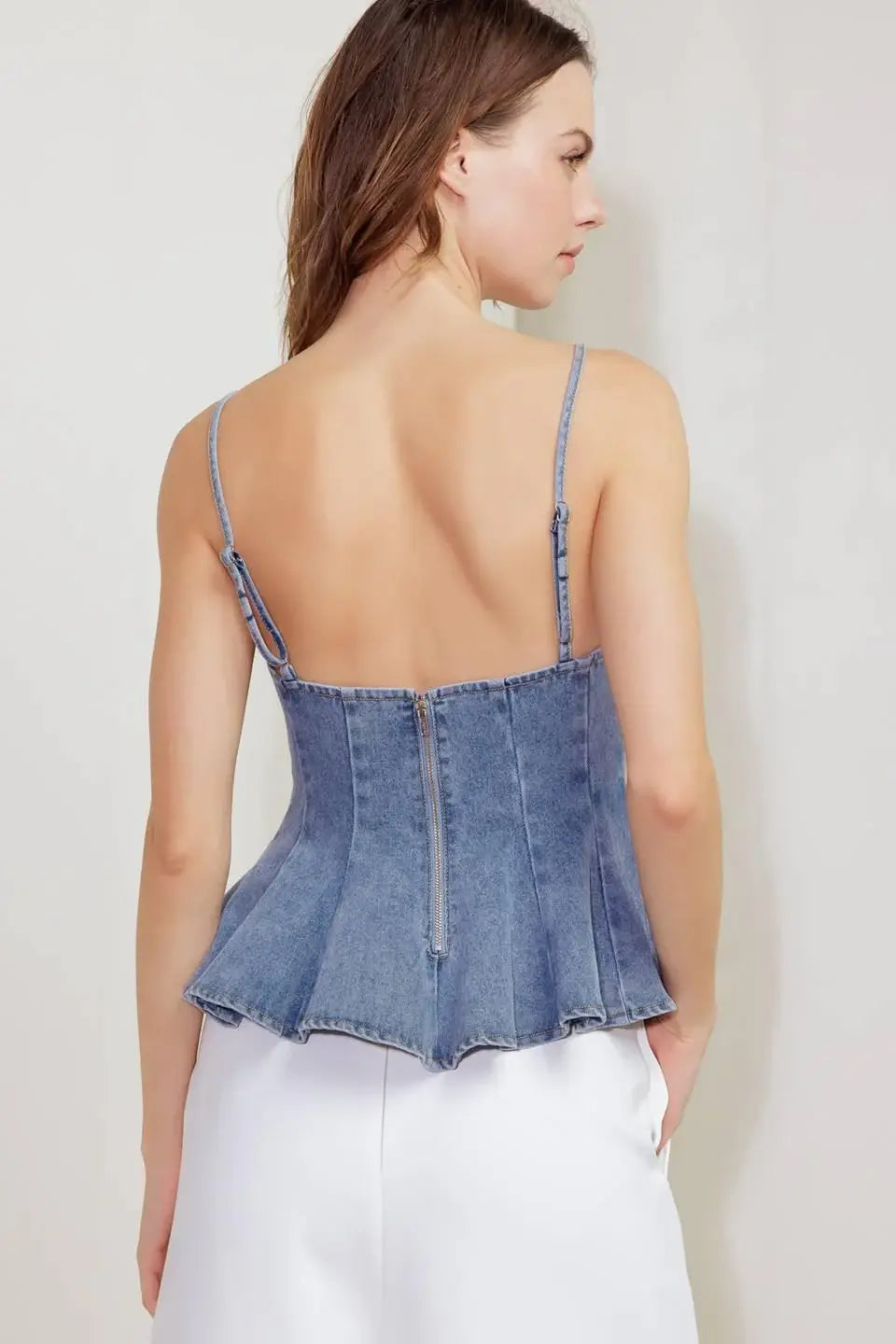 SANDY WALTZ LIGHT DENIM CAMI TOP - Flying Tomato - Flyclothing LLC