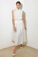 LIVE FOR US WHITE WOVEN ORGANZA TOP - Flying Tomato - Flyclothing LLC