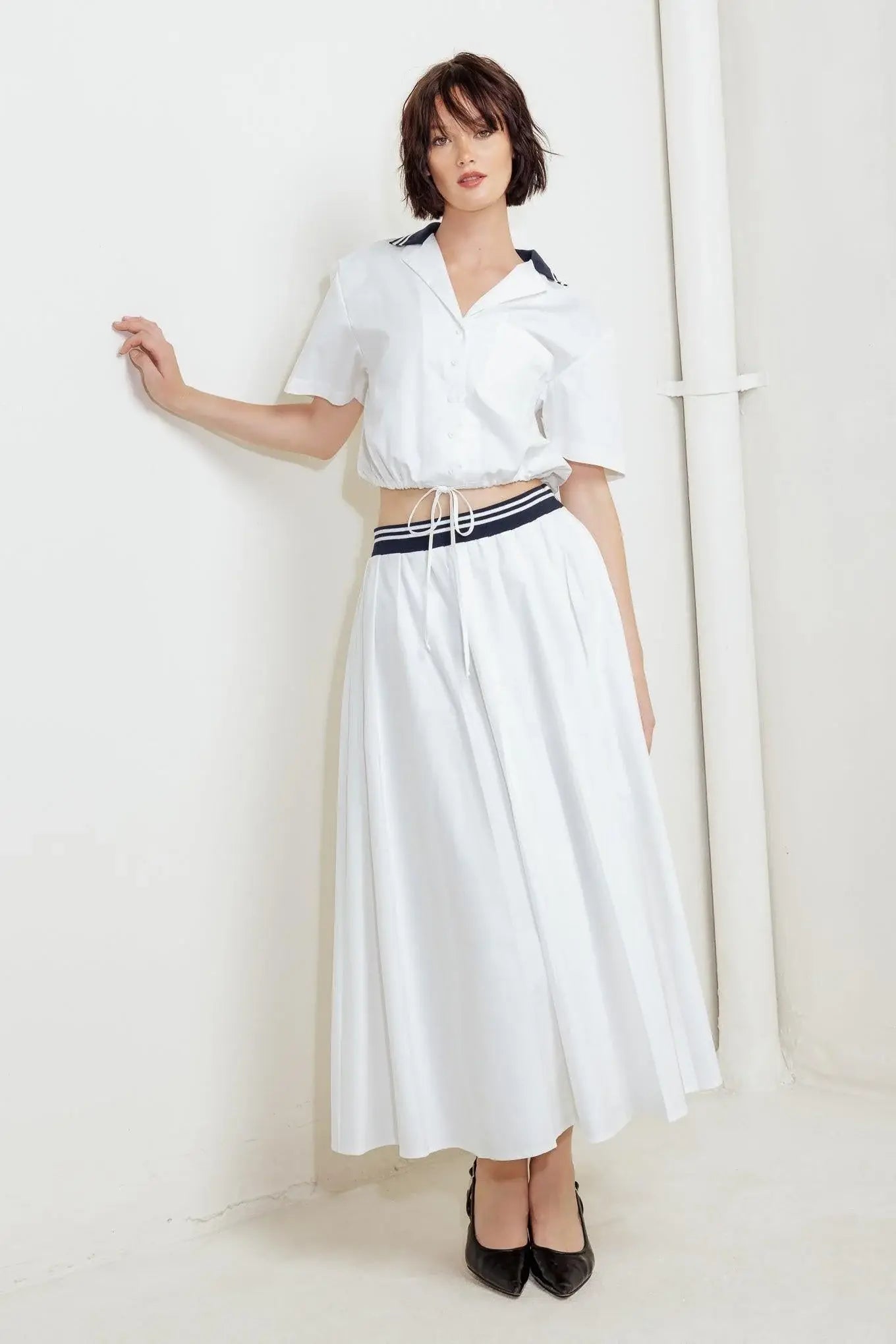COASTAL COLLAR WOVEN CROP TOP - Flying Tomato - Flyclothing LLC