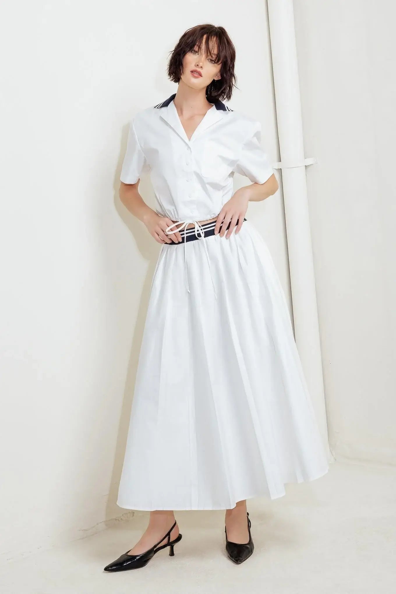 COASTAL COLLAR WOVEN CROP TOP - Flying Tomato - Flyclothing LLC