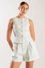LOVE LETTERS WHITE WOVEN VEST - Flying Tomato - Flyclothing LLC