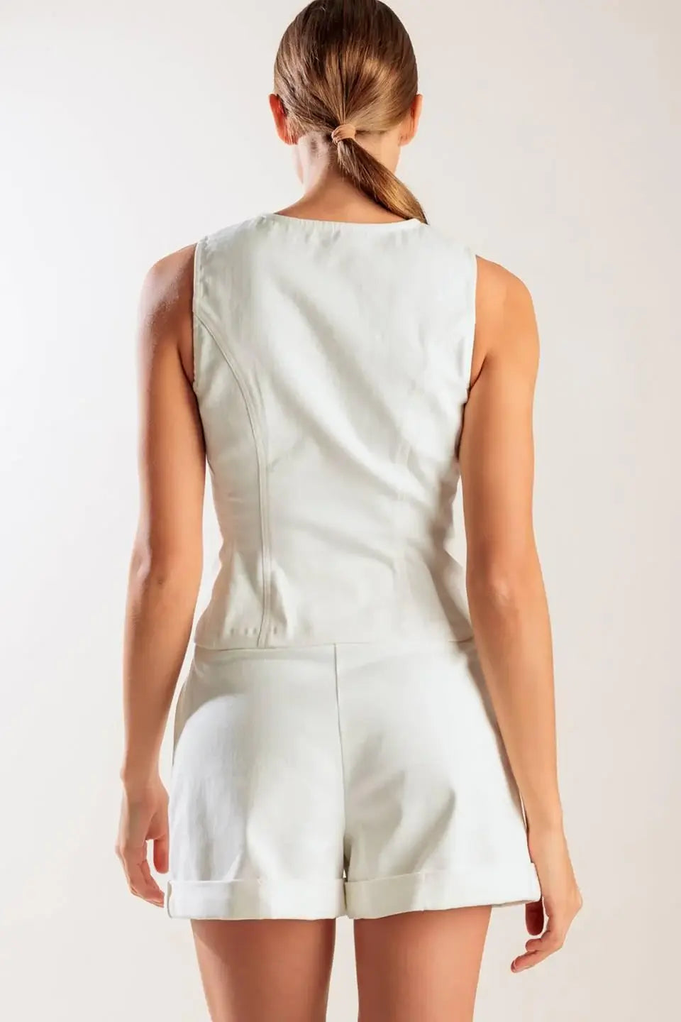 LOVE LETTERS WHITE WOVEN VEST - Flying Tomato - Flyclothing LLC