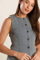 DAISY DATE DENIM VEST - Flying Tomato - Flyclothing LLC