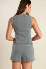 DAISY DATE DENIM VEST - Flying Tomato - Flyclothing LLC