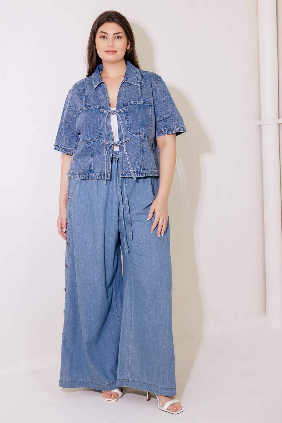 BY CHANCE DENIM TOP - Flying Tomato - Flyclothing LLC