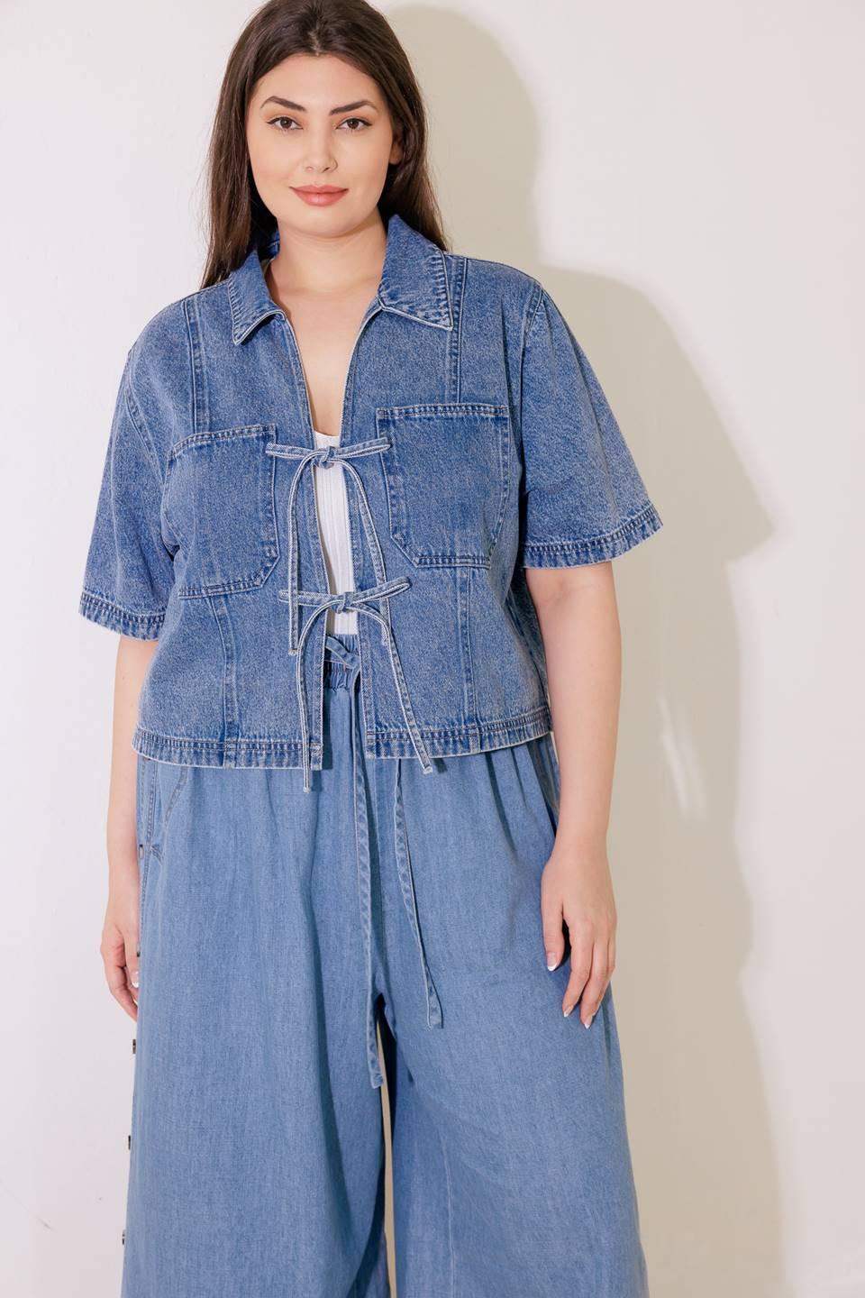 BY CHANCE DENIM TOP - Flying Tomato - Flyclothing LLC