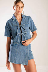 BY CHANCE DENIM TOP - Flying Tomato - Flyclothing LLC