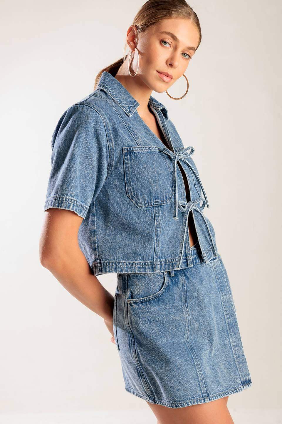 BY CHANCE DENIM TOP - Flying Tomato - Flyclothing LLC