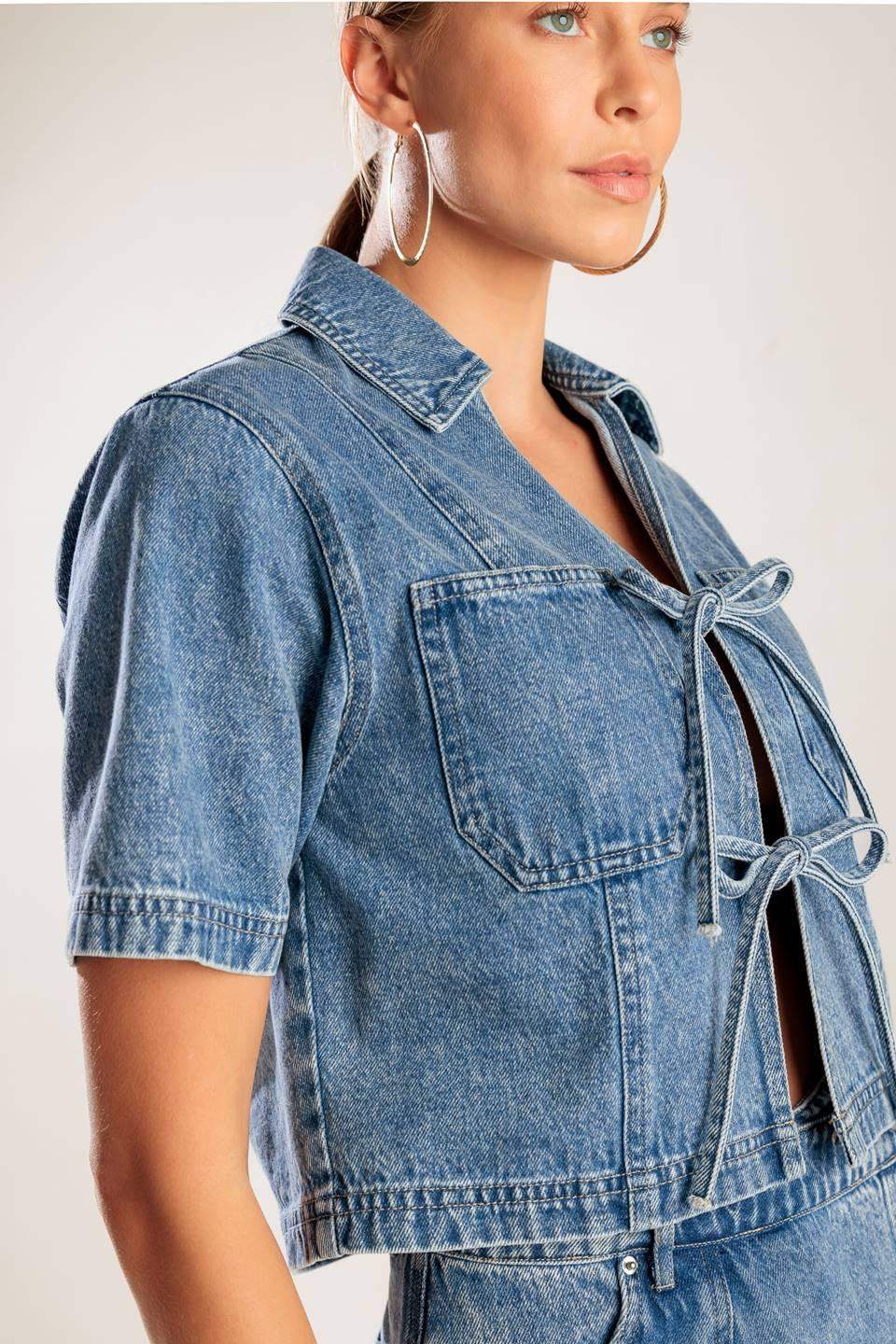 BY CHANCE DENIM TOP - Flying Tomato - Flyclothing LLC