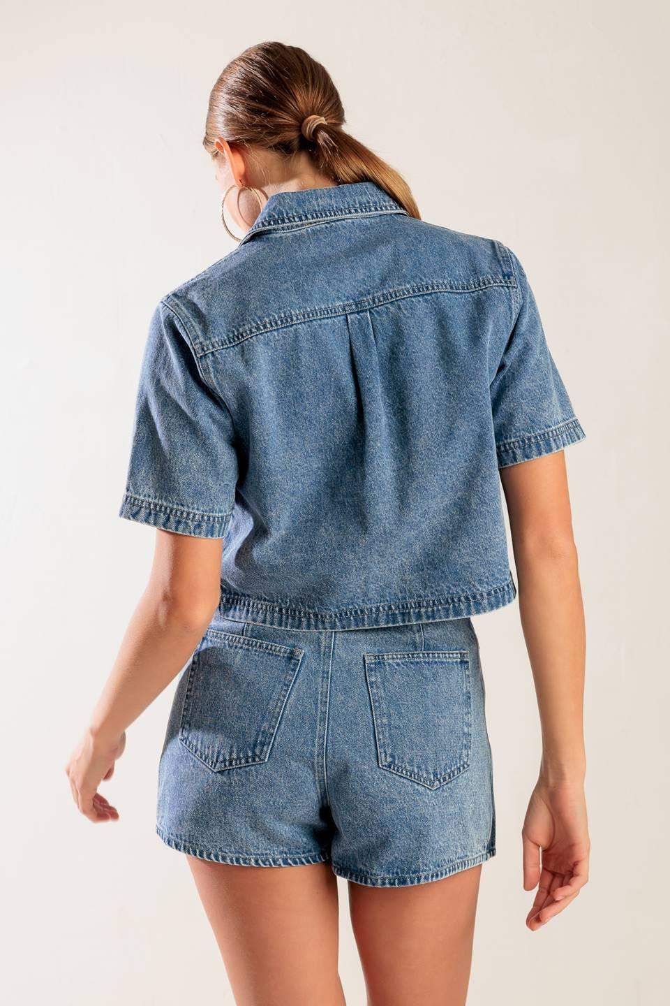 BY CHANCE DENIM TOP - Flying Tomato - Flyclothing LLC