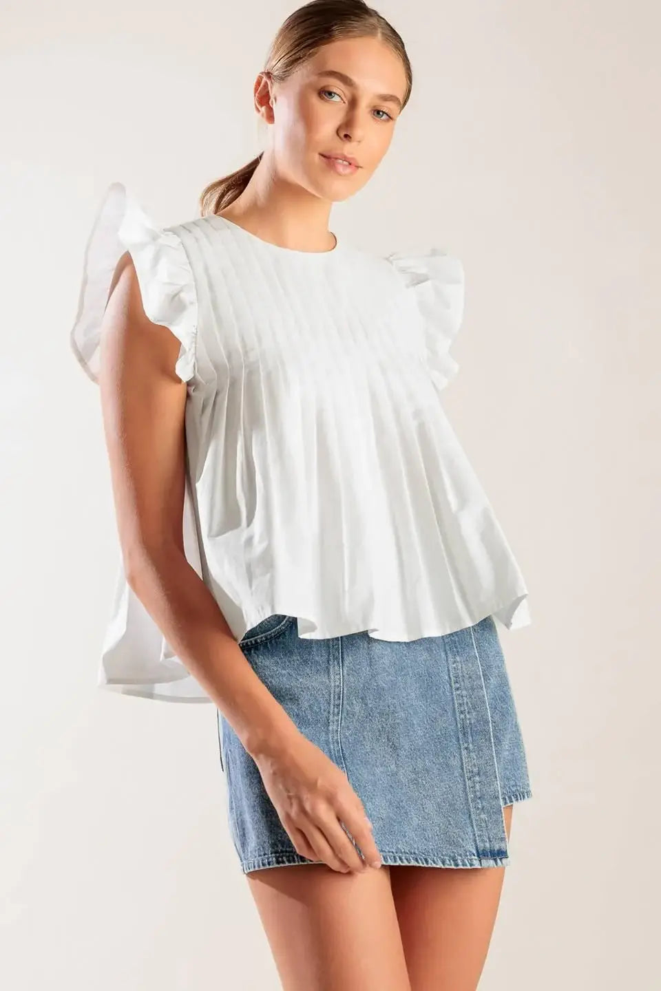 MEMORIES IN FOCUS WHITE WOVEN TOP - Flying Tomato - Flyclothing LLC