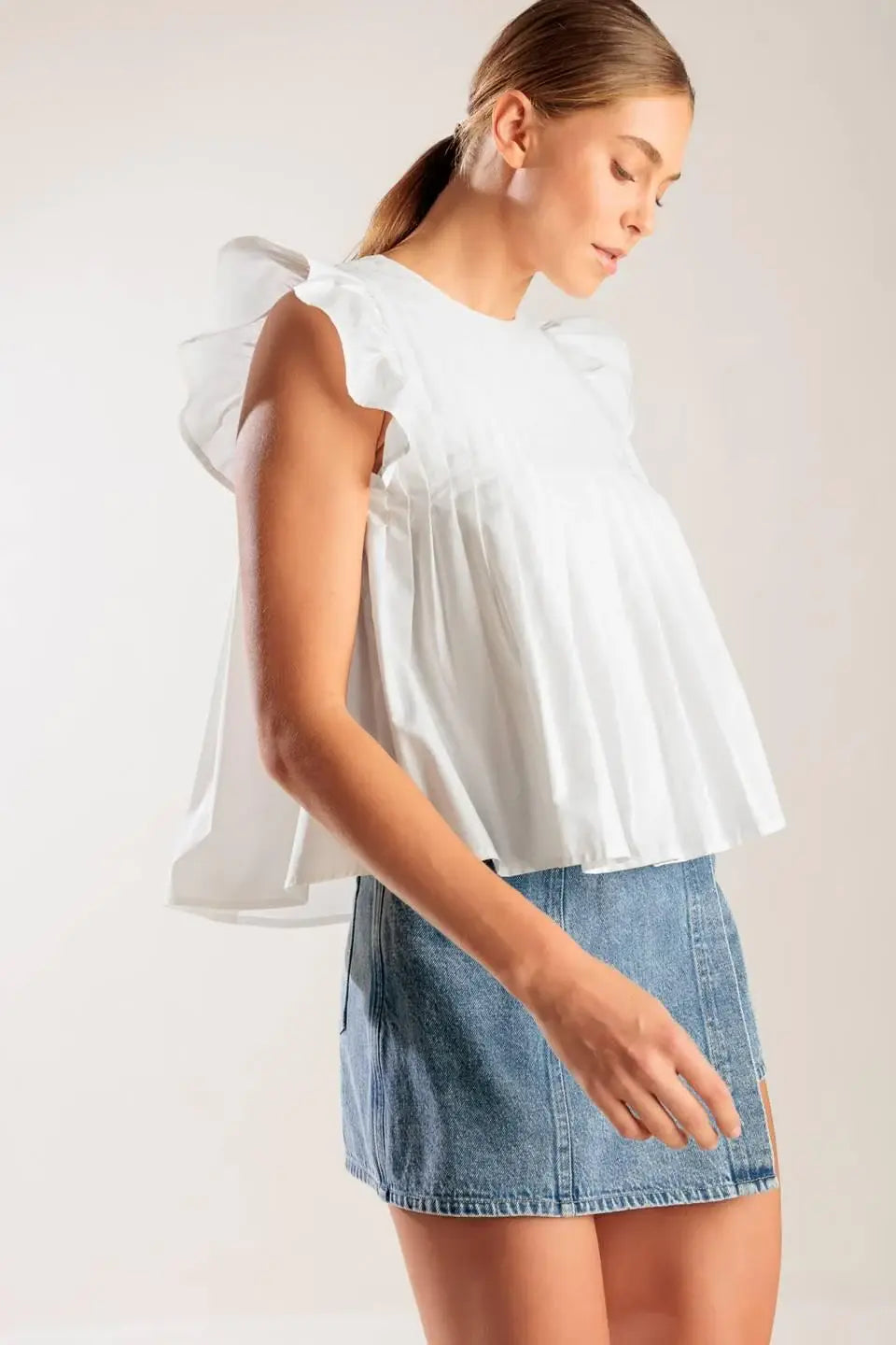 MEMORIES IN FOCUS WHITE WOVEN TOP - Flying Tomato - Flyclothing LLC