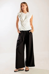 HIDDEN SMILES WHITE WOVEN LACE TOP - Flying Tomato - Flyclothing LLC