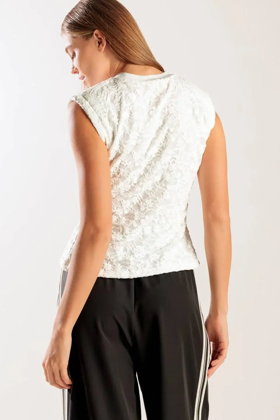 HIDDEN SMILES WHITE WOVEN LACE TOP - Flying Tomato - Flyclothing LLC