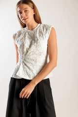 HIDDEN SMILES WHITE WOVEN LACE TOP - Flying Tomato - Flyclothing LLC