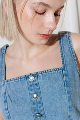 EVER SO SWEET LIGHT INDIGO DENIM TOP - Flying Tomato - Flyclothing LLC