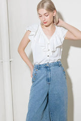 MADE FOR ROMANCE OFF WHITE WOVEN TOP - Flying Tomato - Flyclothing LLC