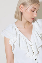 MADE FOR ROMANCE OFF WHITE WOVEN TOP - Flying Tomato - Flyclothing LLC