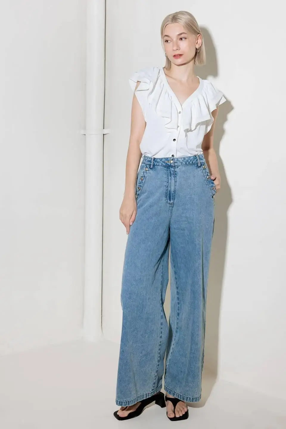 MADE FOR ROMANCE OFF WHITE WOVEN TOP - Flying Tomato - Flyclothing LLC
