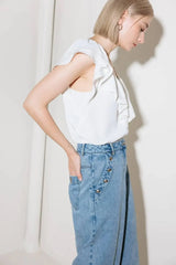 MADE FOR ROMANCE OFF WHITE WOVEN TOP - Flying Tomato - Flyclothing LLC